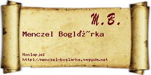 Menczel Boglárka névjegykártya